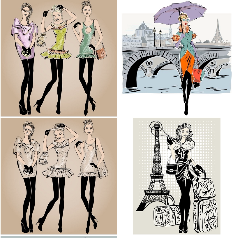 巴黎时尚女装埃菲尔铁塔★logo画册单页背景 eps矢量设计素材