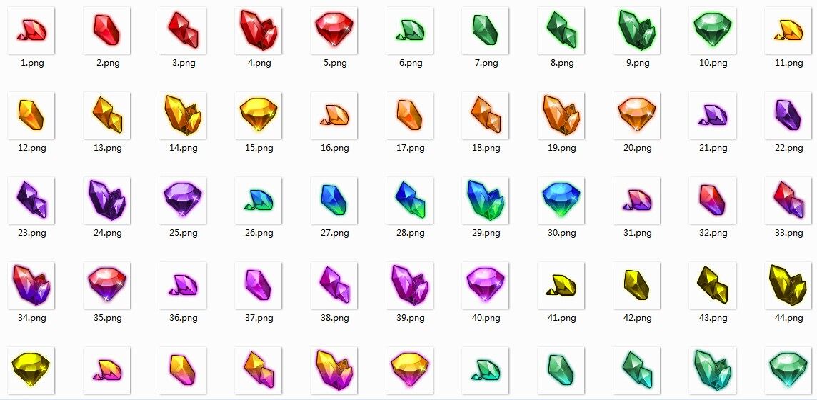 游戏美术资源/icon图标素材/ui设计 宝石水晶不用修图透明png格式