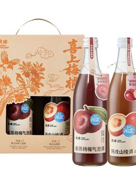 盒马代购夜肆喜上梅梢药食同源果酒新年礼盒480ml*2组合装气泡酒