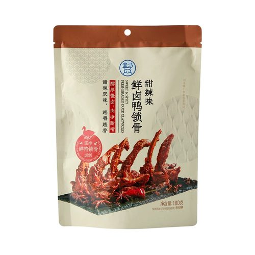 盒马代购鲜卤鸭锁骨 甜辣味 180g鲜卤肉多耐啃深卤甜辣鲜香甜辣味