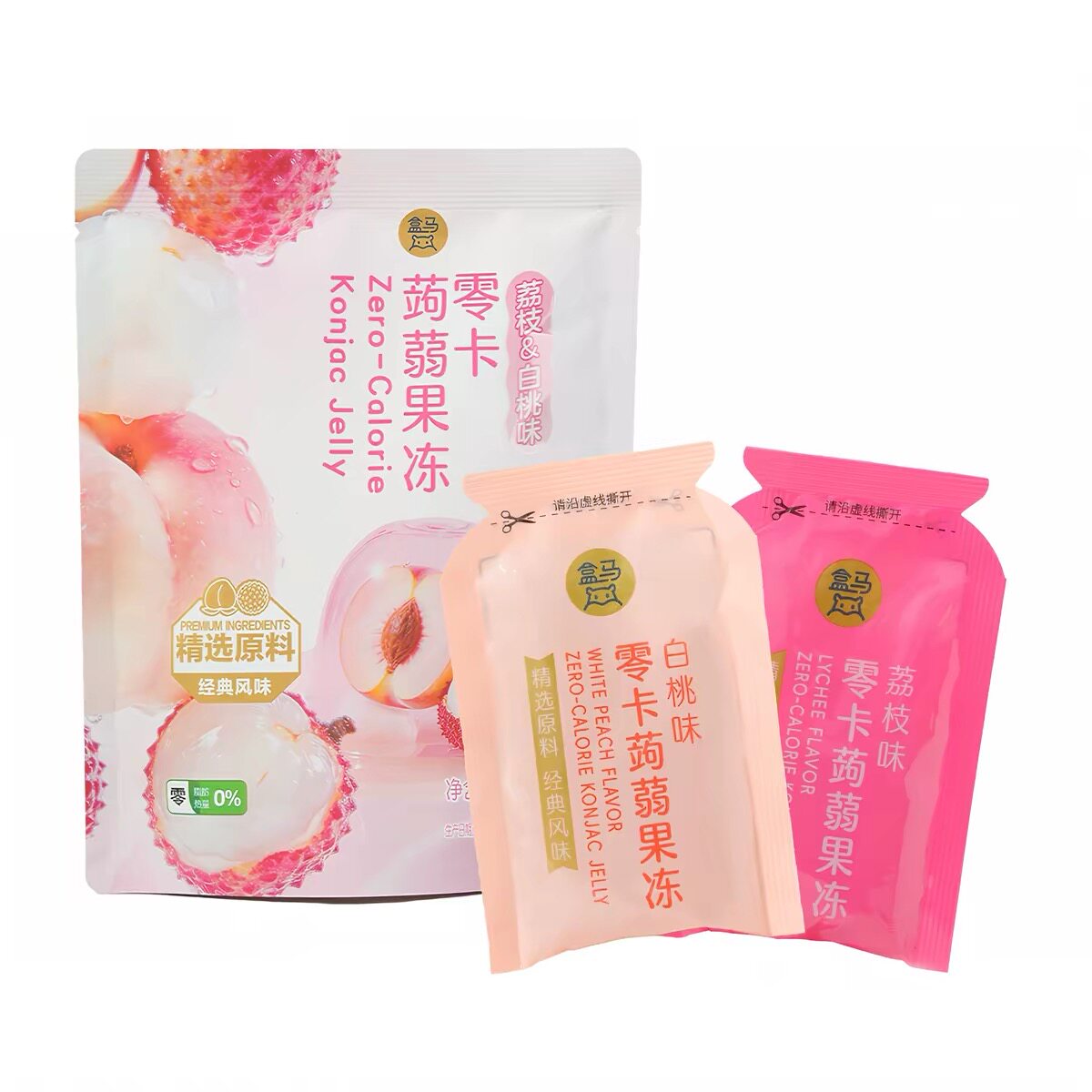 盒马代购盒马零卡蒟蒻果冻(荔枝味+白桃味)216g0卡轻负担混合风味图片