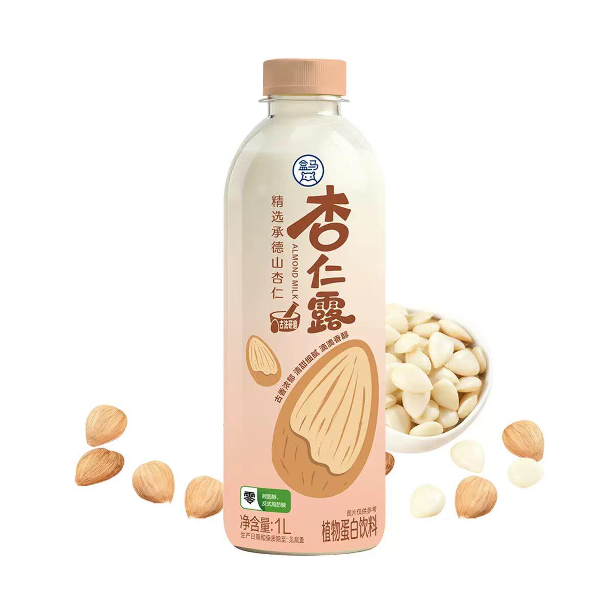 盒马代购低糖杏仁露1L低糖清甜杏仁清香精选山杏休闲植物蛋白饮料图片