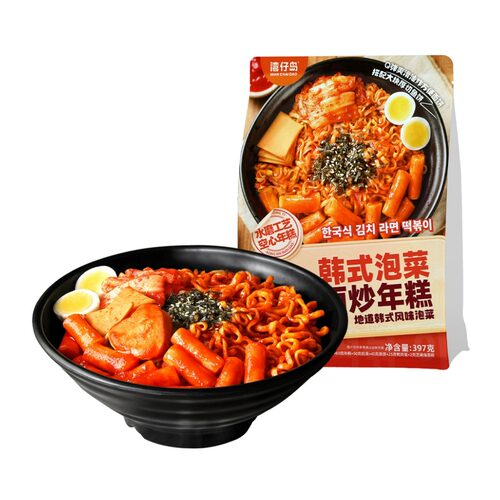 盒马代购 湾仔岛 韩式泡菜拉面炒年糕 397g 水磨工艺空心年糕