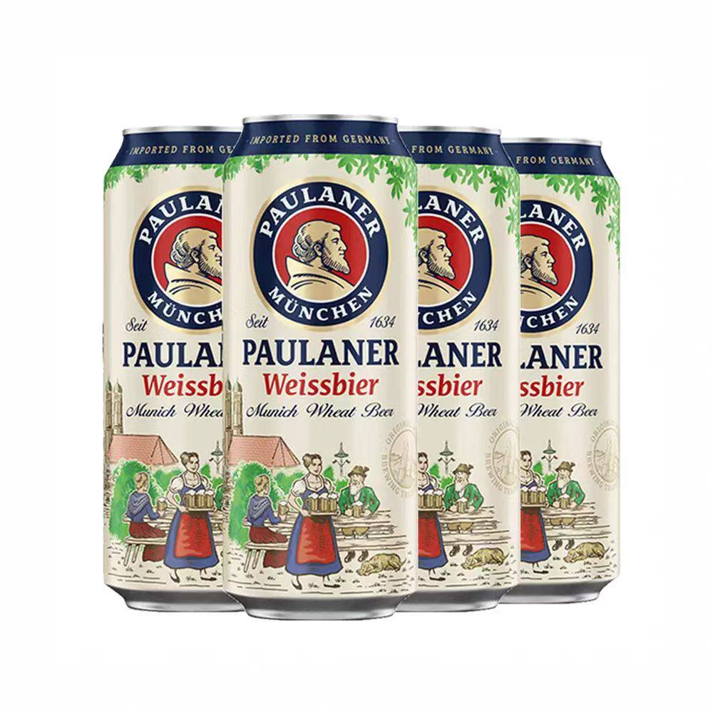 盒马代购保拉纳酵母型小麦啤酒500ml*4德国进口清爽醇厚口感黄啤