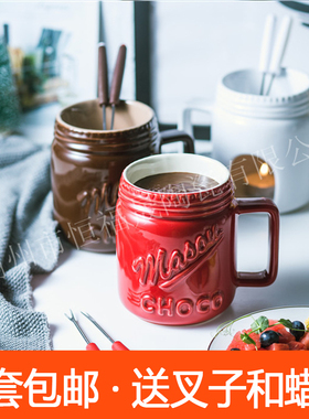 2456送2叉*北欧风格陶瓷芝士巧克朱古力火锅瑞士奶酪火锅 fondue