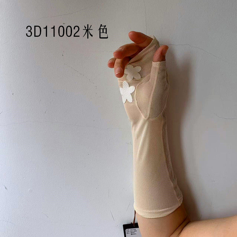 D11-002 夏季防晒袖套女薄款蕾丝拼接针织半指手套露指防滑手套