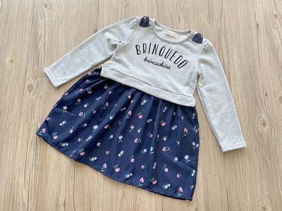 外贸日单女童儿童毛圈圆领卫衣裙