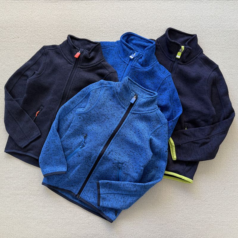 6-16码 外贸秋冬男女儿童拉绒加绒长袖卫衣夹克外套户外服