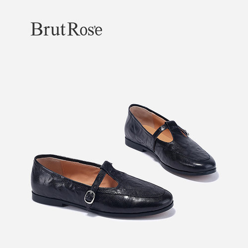 BrutRose2024春季新款平底黑色玛丽珍鞋女温柔减龄单鞋气质小皮鞋