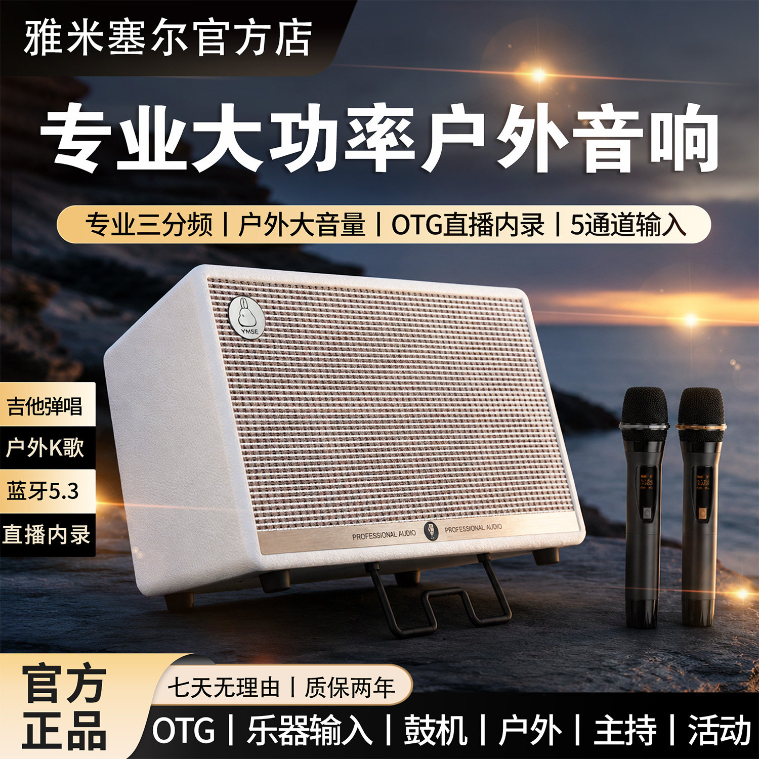 雅米塞尔G25吉他弹唱音箱户外大功率充电蓝牙K歌乐器直播内录OTG