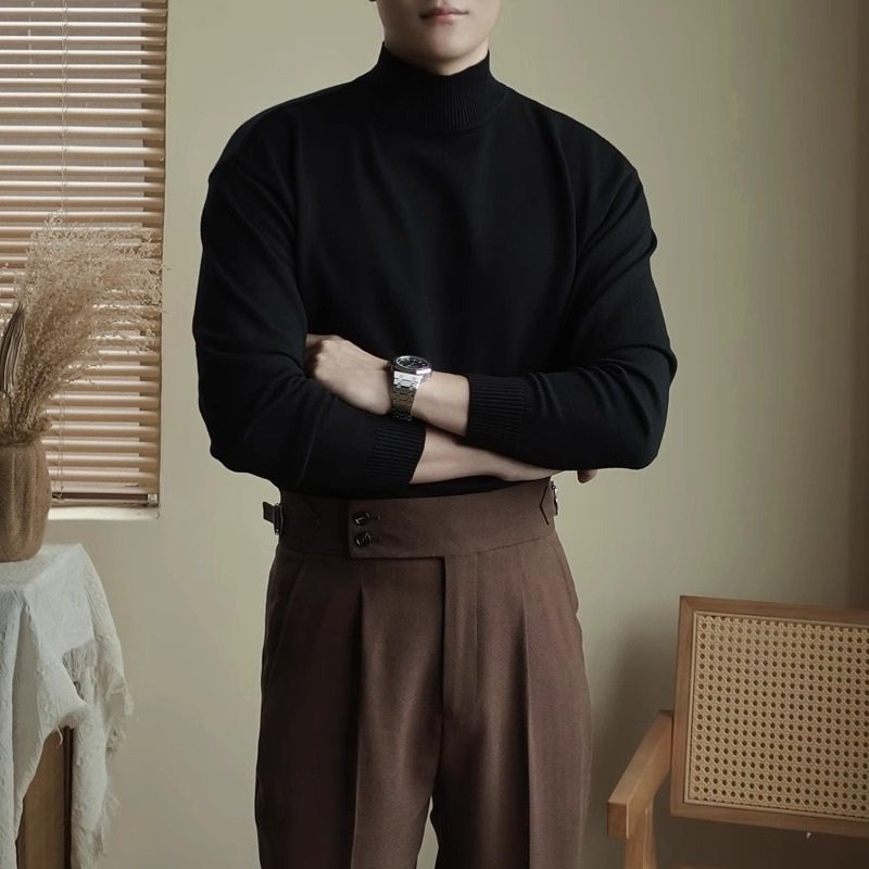 秋冬弹力保暖套头针织衫长袖高领