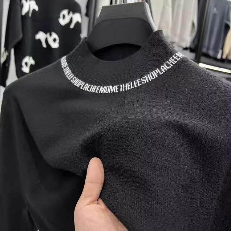 秋冬季半高领毛衣男士外套