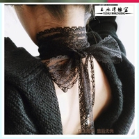 系带颈圈蕾丝蕾丝边女朋友颈饰黑色女生蕾丝带颈带脖子饰品 颈带