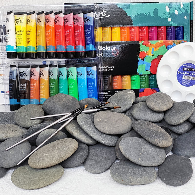 石头画颜料绘画套装鹅卵石扁形石头手绘彩绘diy手工颜料儿童画兴趣班