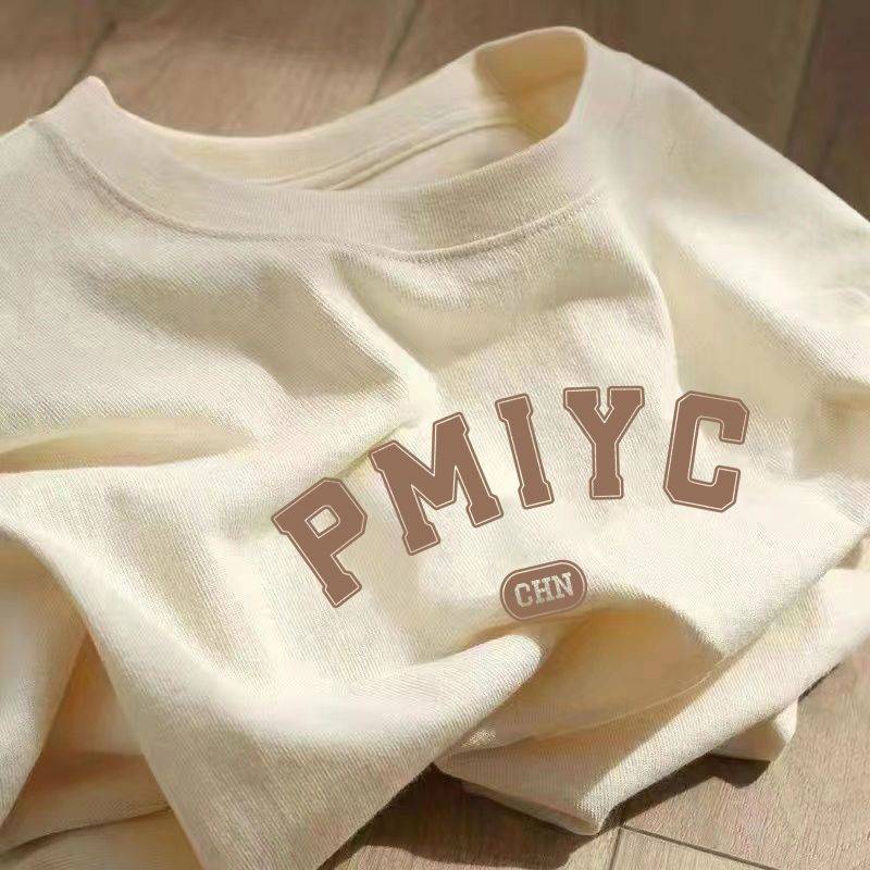 南极人盐系短袖女夏季新款胖mm大码法式字母印花t恤学生上衣外穿