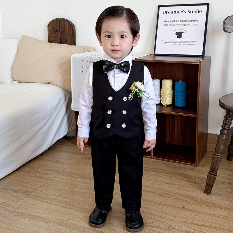 男宝宝西装套装春夏新款儿童小主持人西服花童婚礼礼服男童演出服