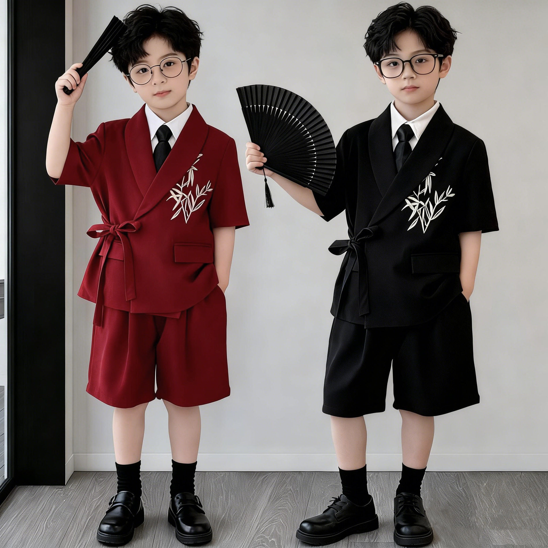 男童新中式礼服儿童西装套装夏季小主持人钢琴演出服帅气花童西服