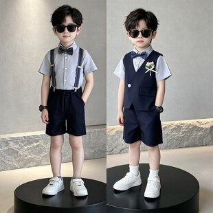 男童西装套装夏季男孩小主持人礼服六一儿童演出服钢琴走秀表演服