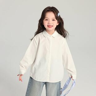 女孩休闲衬衣 聪妈女大童学生纯色百搭衬衫 3.4 一口价现货清仓
