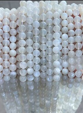 纯天然石原矿白月光石水晶散珠半成品diy手工编织项链手串珠配件