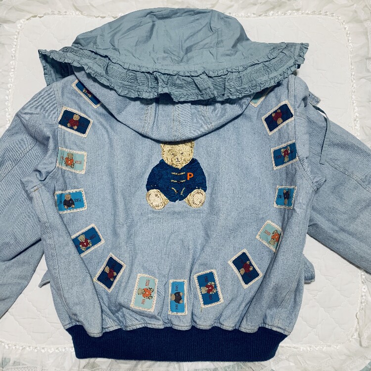 收藏精品：日本古着 pinkhouse 泰迪熊刺绣 连帽外套 飞行服