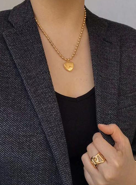 东大门韩国小众项链爱心黄铜铜吊坠吊坠