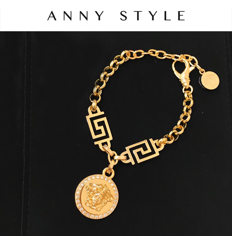anna自制 小衆款金色水晶 美人頭手鏈 個性複古黃銅回紋鏈條手鏈在類目 飾品/流行首飾/時尚飾品新, 手鍊中 - 來自Buy2taobao.com提供專業的淘寶代購服務