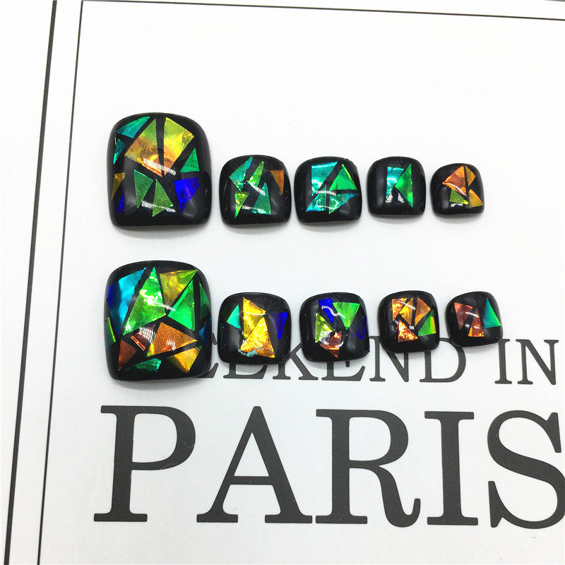 脚指甲贴片美甲成品可拆可戴自粘持久可反复使用穿戴式显白脚趾甲