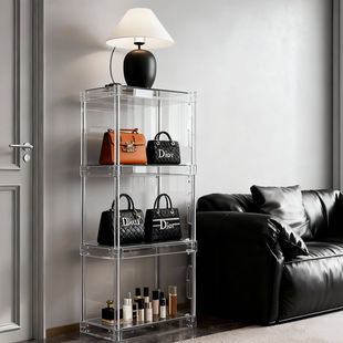 放包包收纳神器手办展示柜透明置物架家用奢侈品防尘盒落地小架子