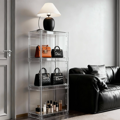 放包包收纳神器手办展示柜透明置物架家用奢侈品防尘盒落地小架子