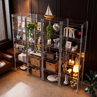 书柜不锈钢手办展示柜玩具陈列模型适用置物架亚透明克力乐高收纳