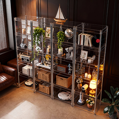 6面高透书柜轻奢不锈钢展示柜