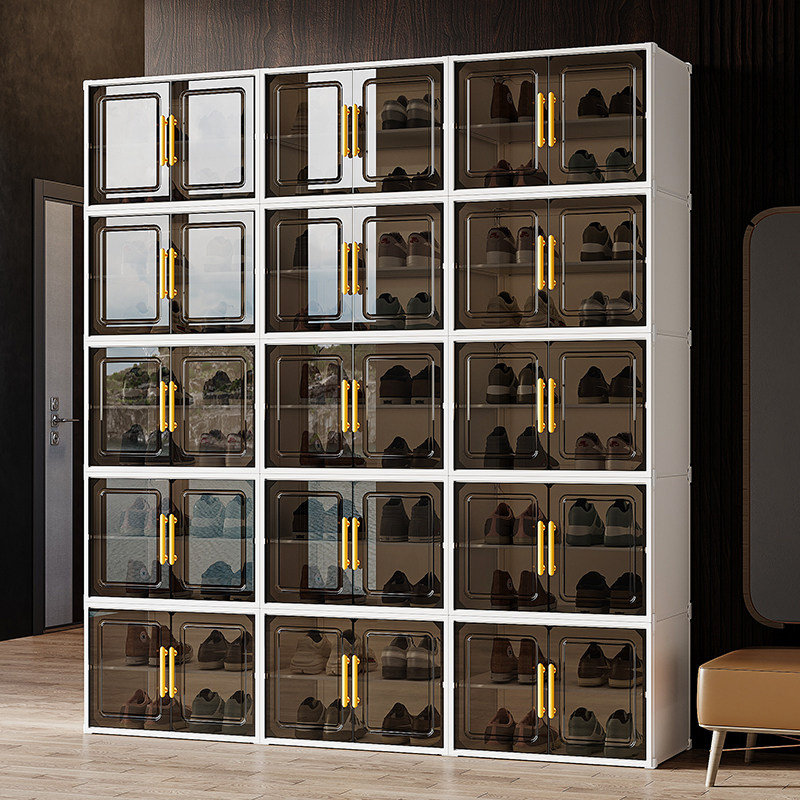 2026新款家用门口多层入户超大透明鞋盒鞋架子一体靠墙鞋柜收纳柜