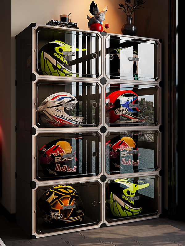 头盔收纳柜子家用摩托车头盔放置架机车装备收纳盒室内帽架展示架