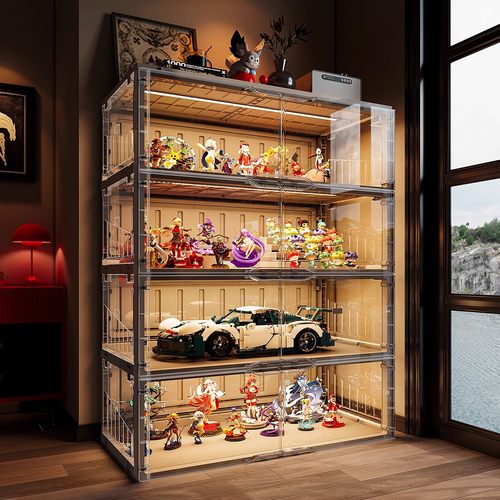 免安装手办展示柜透明带灯