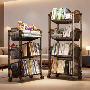 可移动书架一体靠墙教室桌下收纳带轮落地置物儿童储物桌旁小推车