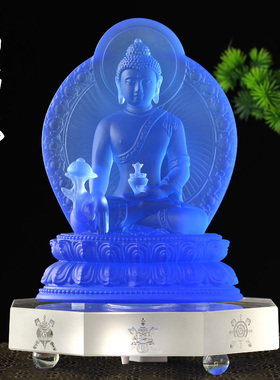 琉璃背板药师佛佛像摆件佛具用品