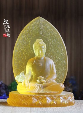 古法琉璃药师佛庄严风发光底座