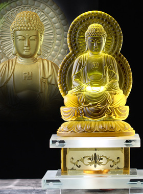 琉璃背板释迦摩尼佛像居家客厅