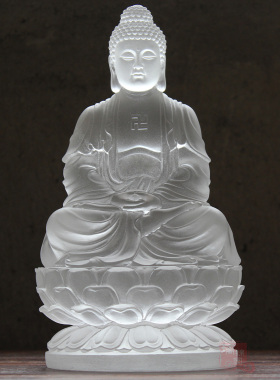 如来白色古法琉璃佛像寺院工艺品