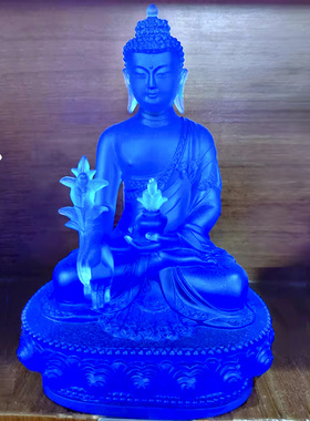 琉璃寺庙摆放彩绘贴金药师佛