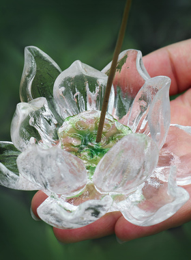 琉璃莲花烛台线香香插两用供佛居家客厅佛堂寺庙佛前佛灯供具摆件