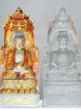 琉璃彩绘贴金药师佛佛像摆件