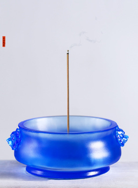 琉璃狮耳香炉供具摆件家用焚香