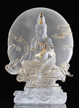 古法琉璃自在风家居客厅观音佛像