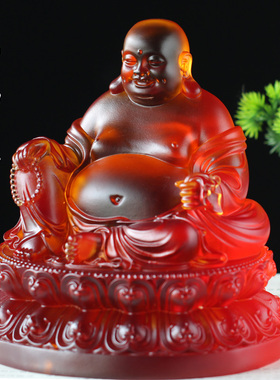琉璃笑佛大肚弥勒佛像摆件佛具