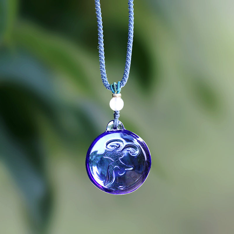 水晶琉璃药师佛种子字心咒吊坠挂件男女士护身送礼保平安随身挂饰