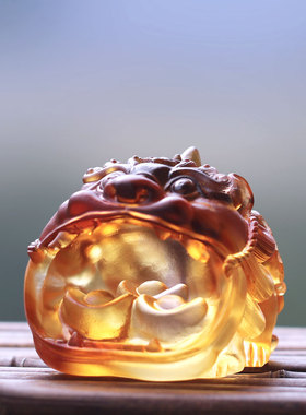 琉璃吞金兽招财风摆件