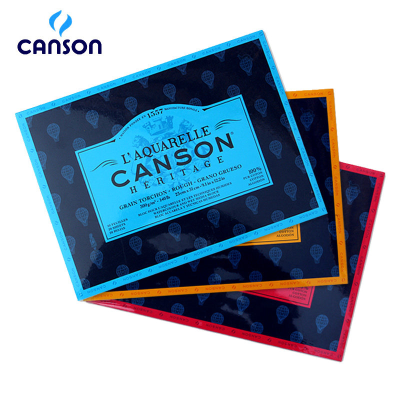 canson康颂水彩本四面封胶传承16k水彩本300g中粗 粗糙 细纹理棉浆a4