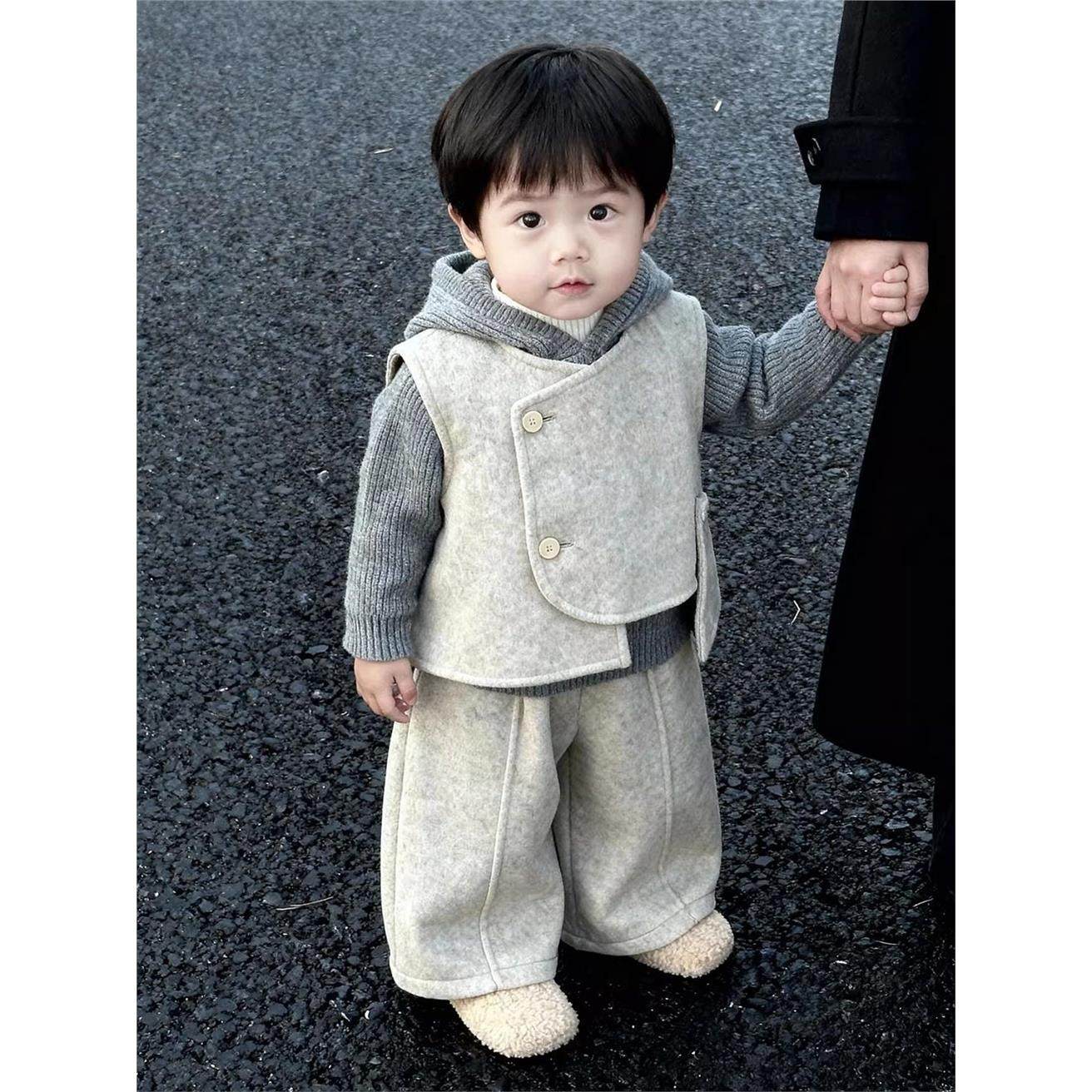 韩版童装男童秋冬2025新款时尚设计感毛呢马甲外套宽松休闲裤套装,童装/婴儿装/亲子装,儿童运动套装,淘宝优惠券,粉丝福利购,淘宝优惠卷